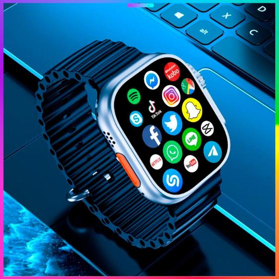T800 Ultra Relógio Inteligente Série 8 Nfc Bluetooth Chamada Cor da caixa Preto Cor da pulseira Preto Cor do bisel Preto - SVD Smartewear