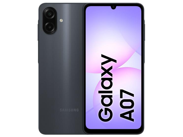 Smartphone Samsung A07 256GB Preto 8GB RAM Tela 6,7" Câm. Dupla + Selfie 8MP